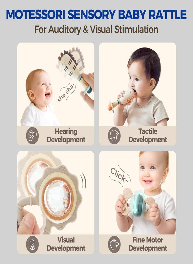 Evoceler Softness Staged Baby Teething Toys with Rattles for 0-6 Months (30° Super Soft, 50° Soft, 70° Regular) -10 Pcs Shaker Toys, Food-Grade Silicone Teethers for Babies 0-18+ Months, BPA Free - Image 2