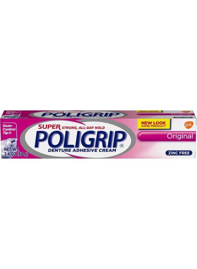 Poligrip SUPER POLIGRIP Denture Adhesive Cream Original 2.40 oz (Pack of 4) - Image 1