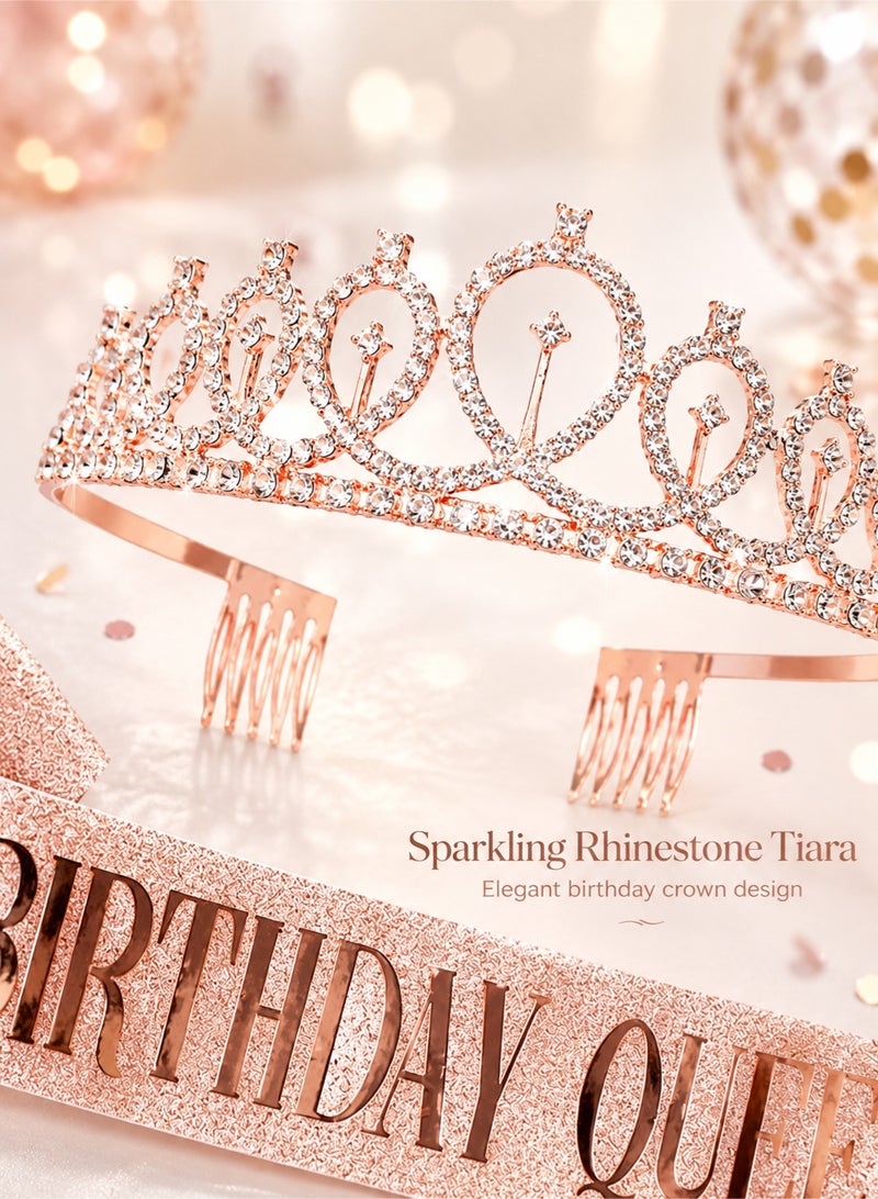 Rose Gold Birthday Girl Sash and Birthday Crown Kit - Image 3