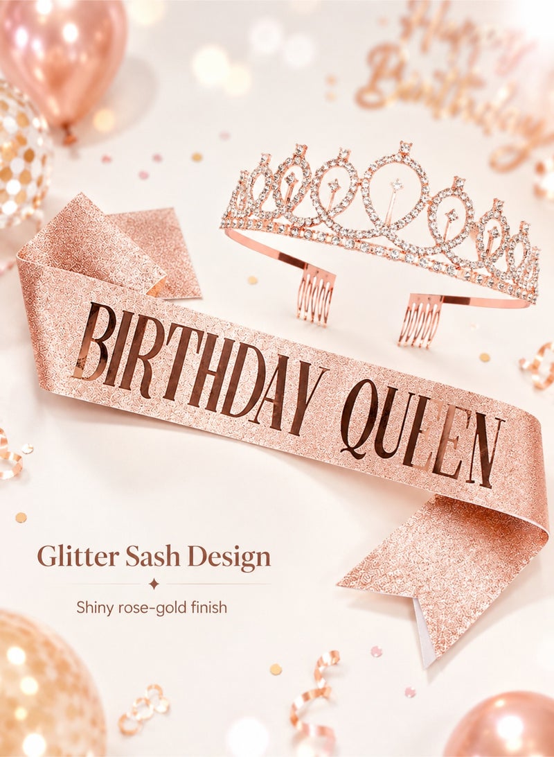 Rose Gold Birthday Girl Sash and Birthday Crown Kit - Image 4