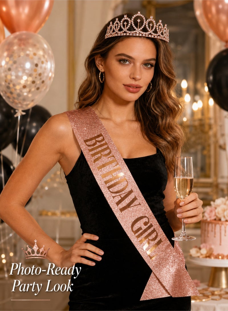 Rose Gold Birthday Girl Sash and Birthday Crown Kit - Image 5