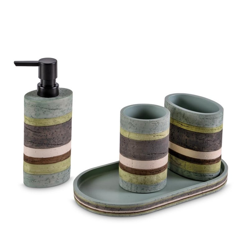 Freelance Freelance Soho Plus 4 pc Bathroom Set - Soap Dispenser, Toothbrush Holder, Tumbler & Tray (Marble Multicolor)  - Image 1