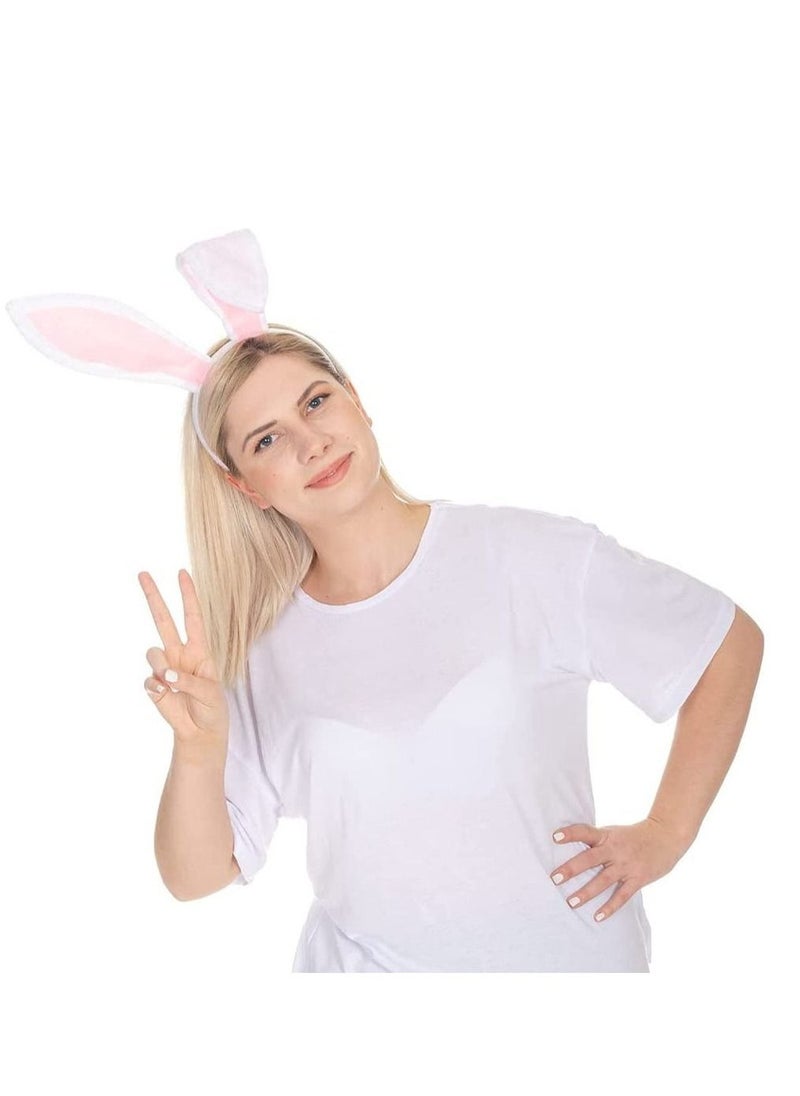 SYOSI - Bunny Ears Headband Plush Rabbit Ears Headwear Bunny Girl Bunny Ear Headband, for Cosplay Party Favor White and Pink Bunny Costume Accessories for Kids and Adults - Image 1