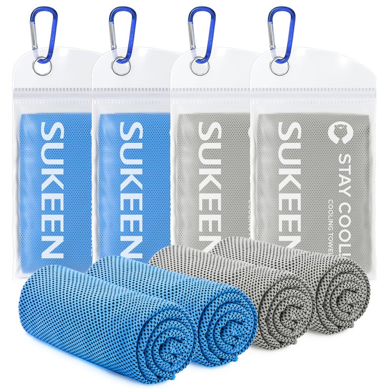 Sukeen 4 Pack Cooling Towels (40"x12"),Ice Towel,Soft Breathable Chilly Towel,Microfiber Towel for Yoga,Sport,Running,Gym,Workout,Camping,Fitness,Workout & More Activities - Image 1