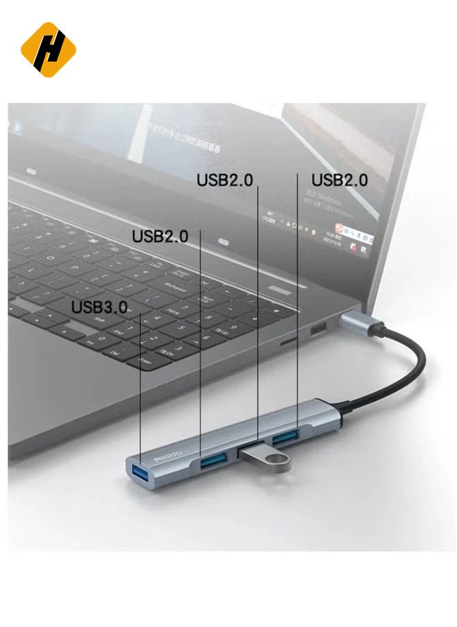 هوها Yesido HB17 4 في 1 USB-C / Type-C محول محرك محطة الإرساء متعددة الوظائف  - Image 4
