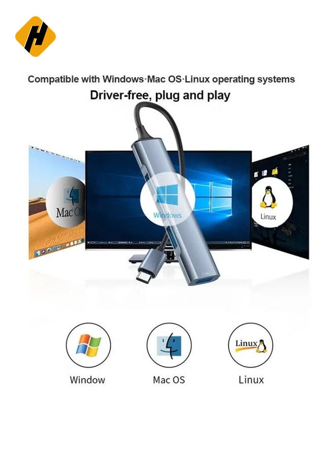 هوها Yesido HB17 4 في 1 USB-C / Type-C محول محرك محطة الإرساء متعددة الوظائف  - Image 5