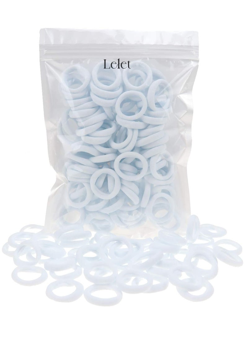 Lelet 200Pcs Nylon Toddler Hair Elastics Ponytail Holder Soft & Seamless Baby Hair Ties, Colorful Rubber Bands for Girls, Gentle on Hair, 2.4cm Diameter-White - Image 1