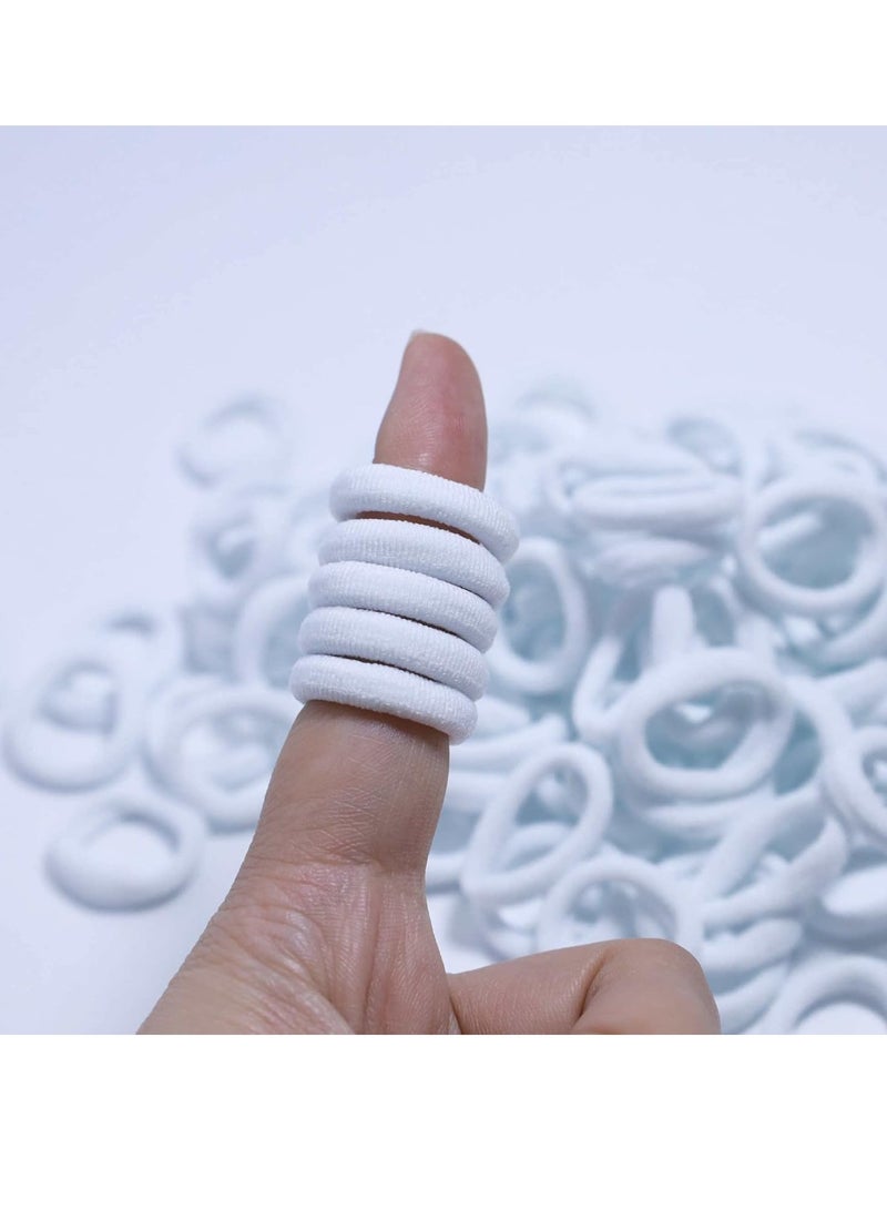 Lelet 200Pcs Nylon Toddler Hair Elastics Ponytail Holder Soft & Seamless Baby Hair Ties, Colorful Rubber Bands for Girls, Gentle on Hair, 2.4cm Diameter-White - Image 2