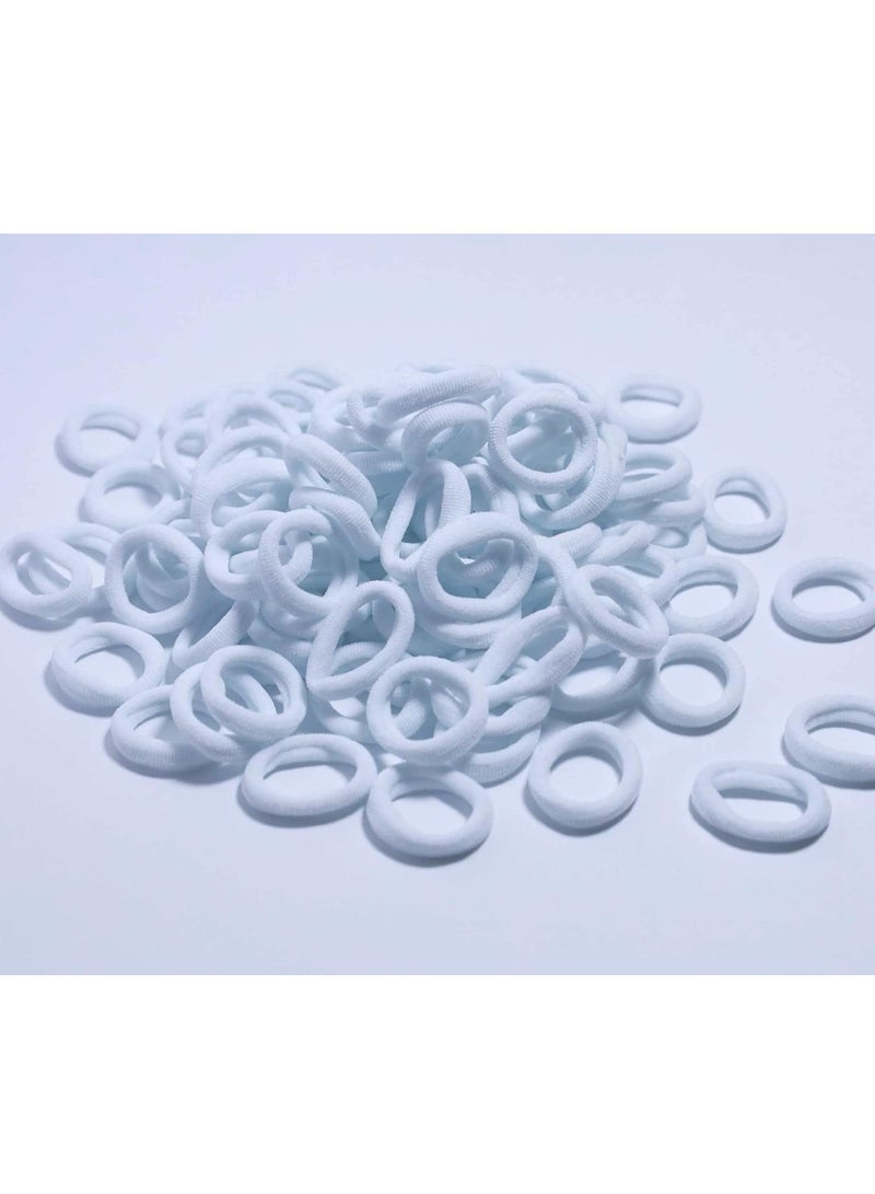 Lelet 200Pcs Nylon Toddler Hair Elastics Ponytail Holder Soft & Seamless Baby Hair Ties, Colorful Rubber Bands for Girls, Gentle on Hair, 2.4cm Diameter-White - Image 3