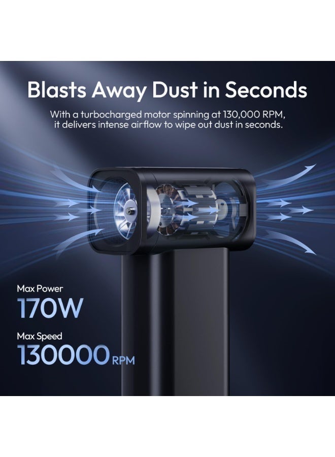 ULANZI AD02 Storm Electric Air Duster V2, 13W High-Speed Compressed Air Duster, 12.5W Fast Charge, Variable Speed, with 200-Mesh Filter & LED Light, Portable Mini Dust Blower for Camer Cleaning - Image 2