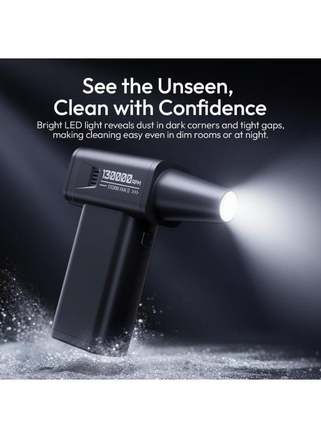 ULANZI AD02 Storm Electric Air Duster V2, 13W High-Speed Compressed Air Duster, 12.5W Fast Charge, Variable Speed, with 200-Mesh Filter & LED Light, Portable Mini Dust Blower for Camer Cleaning - Image 4