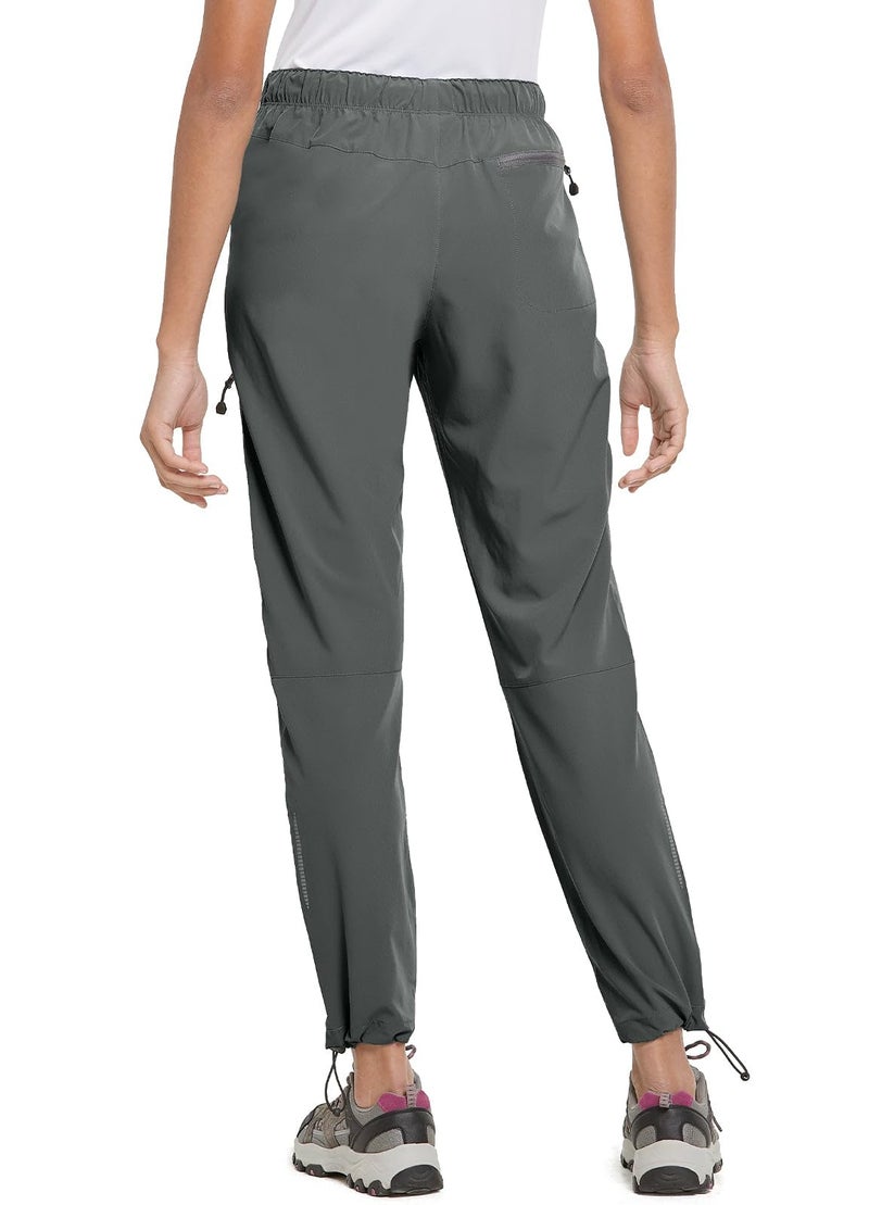 BALEAF Women's Hiking Pants Quick Dry Water Resistant Lightweight Joggers Pant for All Seasons Elastic Waist Steel Gray Size L, Capri - Image 3