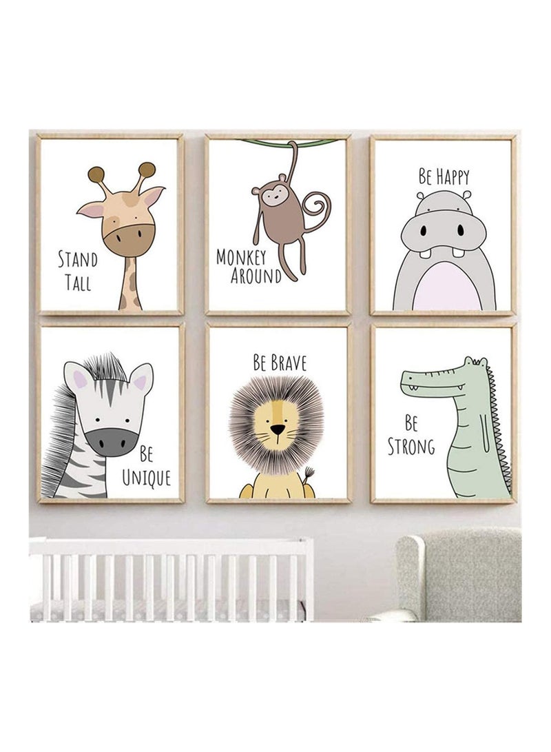 Excefore 6 Pack Jungle Safari Animals Nursery Prints, Nursery Wall Art - Nursery Pictures for Bathroom, Unframed - Image 5