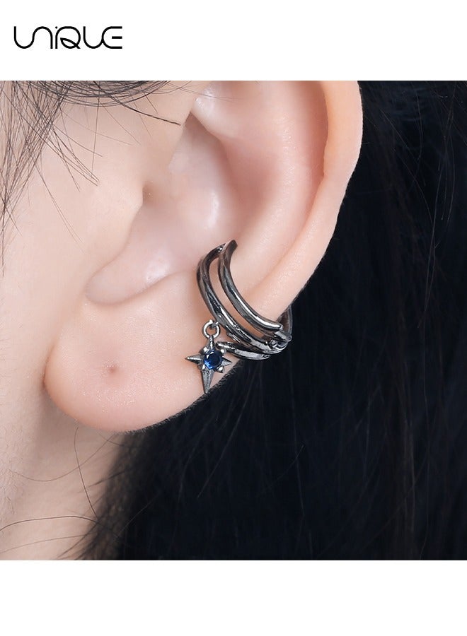 Unique Ear Clips - Vintage Thorn Ear Clip - Asymmetrical Ear Clips - Non-Perforated Adjustable Ear Clips - Black Diamond Ear Clips - Elegant, Simple and Stylish - Gifts - Image 4