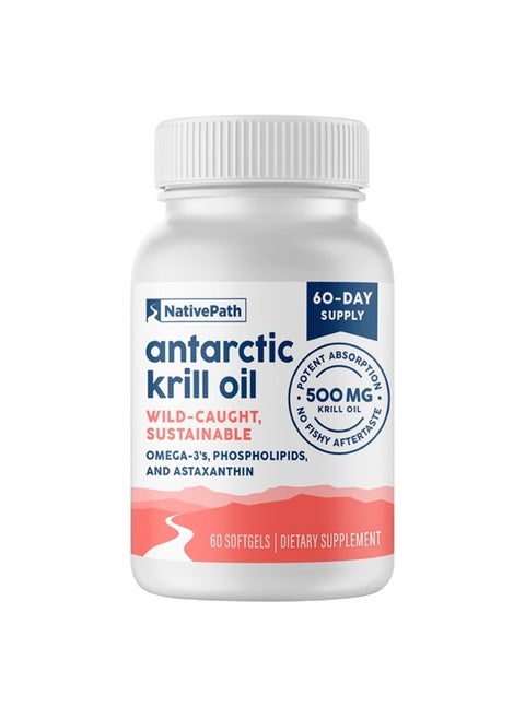 Antarctic Krill Oil - Wild-Caught Omega 3 Krill Oil 500mg Softgels with EPA, DHA and Astaxanthin - Omega 3 Supplement for Joint, Heart, Brain and Immunity - 60 ct - No Fishy Aftertaste