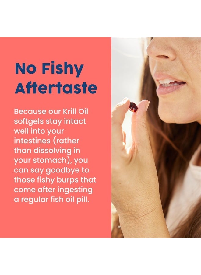 Antarctic Krill Oil - Wild-Caught Omega 3 Krill Oil 500mg Softgels with EPA, DHA and Astaxanthin - Omega 3 Supplement for Joint, Heart, Brain and Immunity - 60 ct - No Fishy Aftertaste