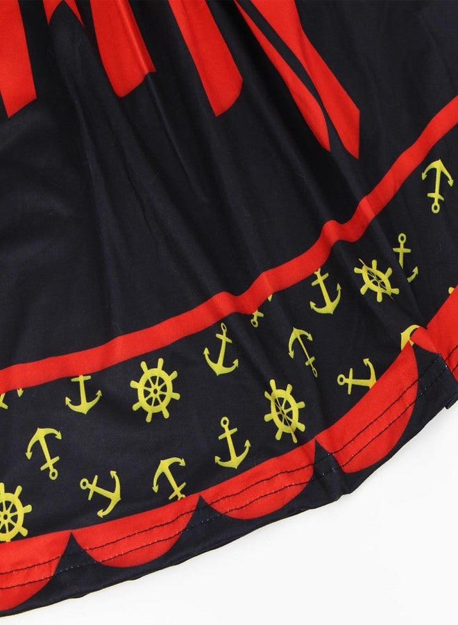 Mizzuco Girls Pirate Dress Toddler Buccaneer Costume Kids Dance Skirt Birthday Party Halloween Role Play Outfits(Black,130CM/6-7Y) - Image 4