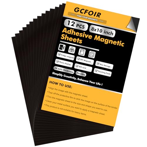 GcFoir أوراق مغناطيسية GcFoir مع خلفية لاصقة 8 × 10 بوصة، 50 عبوة من الأوراق المغناطيسية المرنة، ورق مغناطيسي لاصق، أوراق مغناطيسية لاصقة لتخزين القوالب، الصور، المدرسة، المنزل، المكتب - Image 1