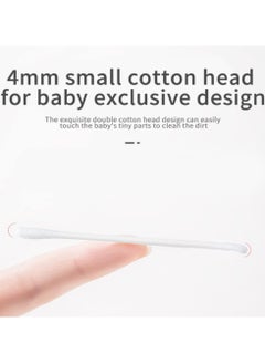 Bebiland 200Pcs Baby Cotton Swabs, Ear Cleaners, Double-headed Design, Biodegradable Baby Cotton Buds Kids Safety Swabs,  Applicator Cleaning Sticks Wax Cleaner for Baby Ear Nose Clean  - Image 4