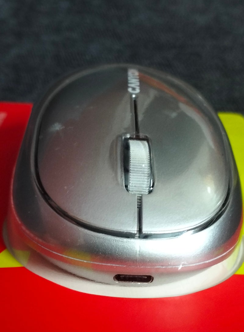CANYON MW-33 Rechargeable Wireless Mouse Honeycomb Ergonomic Design - 2.4G Lightweight Gaming office business Mouse - Rainbow Backlight - 3 Buttons - 400mAh Battery Power Saving - 1600DPI Optical Sensor - Effective distance 10m  | Silver  - Image 5