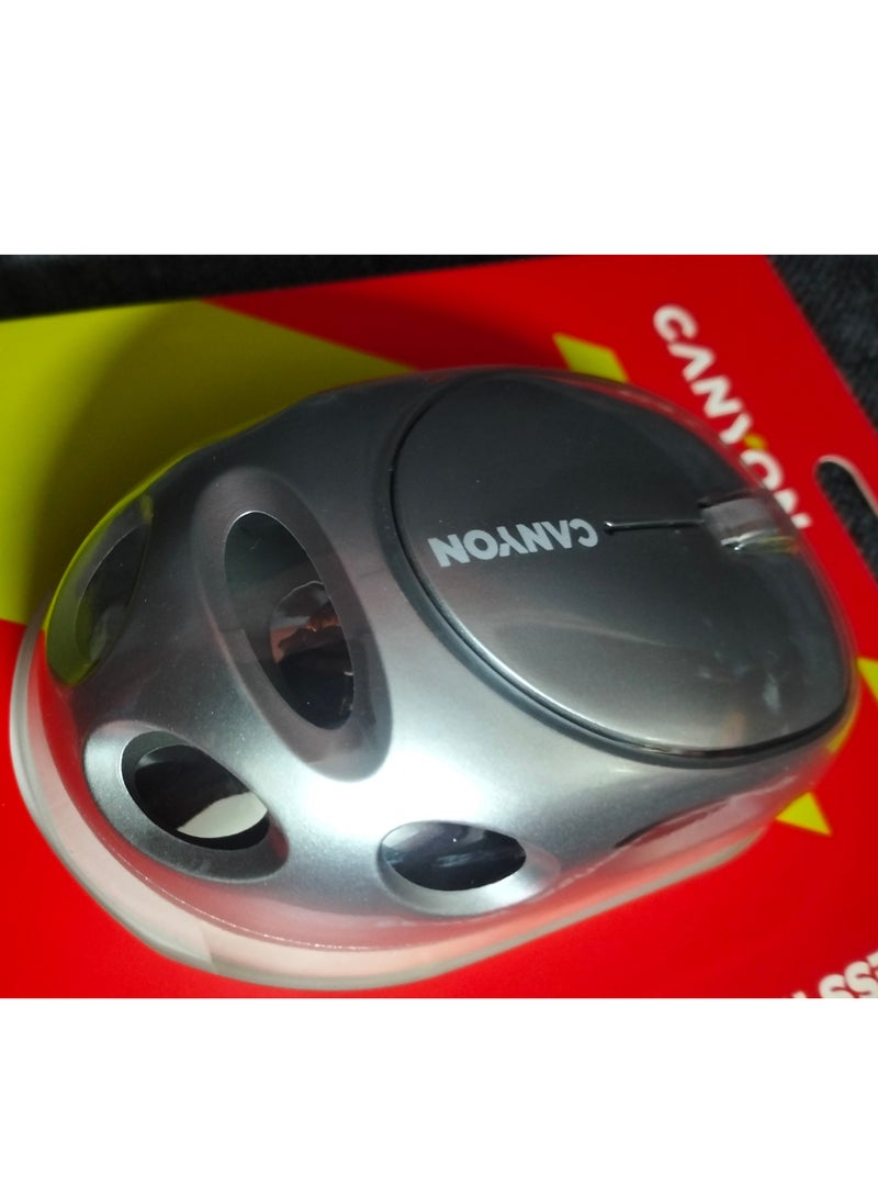 CANYON MW-33 Rechargeable Wireless Mouse Honeycomb Ergonomic Design - 2.4G Lightweight Gaming office business Mouse - Rainbow Backlight - 3 Buttons - 400mAh Battery Power Saving - 1600DPI Optical Sensor - Effective distance 10m  | Silver  - Image 4