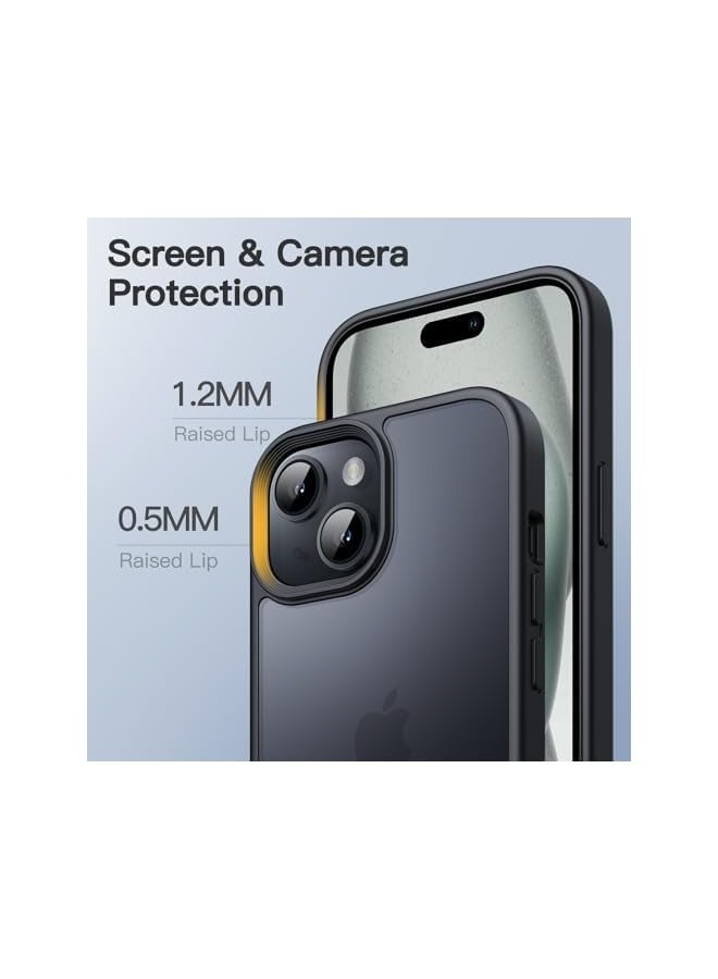 JETech Matte Case for iPhone 15 6.1-Inch, Shockproof Military Grade Drop Protection, Frosted Translucent Back Phone Cover, Anti-Fingerprint (Black) - Image 4