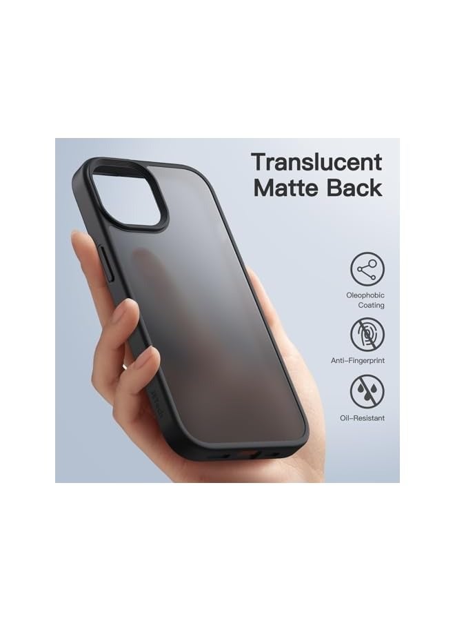 JETech Matte Case for iPhone 15 6.1-Inch, Shockproof Military Grade Drop Protection, Frosted Translucent Back Phone Cover, Anti-Fingerprint (Black) - Image 3