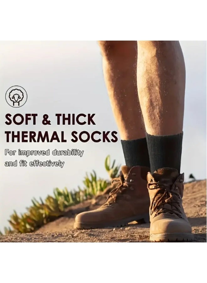 3 أزواج من جوارب الشتاء المخملية السميكة للرجال – جوارب ناعمة ودافئة مناسبة للأحذية والعمل الخارجي والاستخدام اليومي (بني، رمادي، أسود) – مقاس أوروبي 39-45 / أمريكي 9-11 - Image 5
