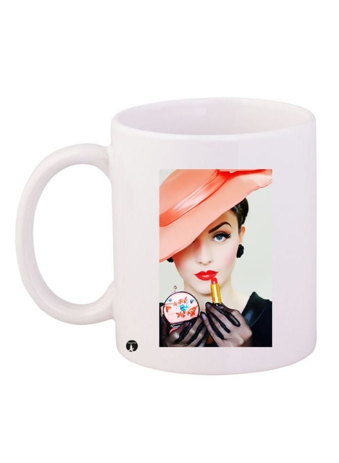 RYN Girl Printed Coffee Mug White/Red/Black 11ounce