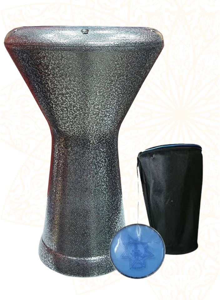 موسيقى الكرز طبلة مصرية شرقية مع حقيبة و رأس إضافي لون فضي - Image 1