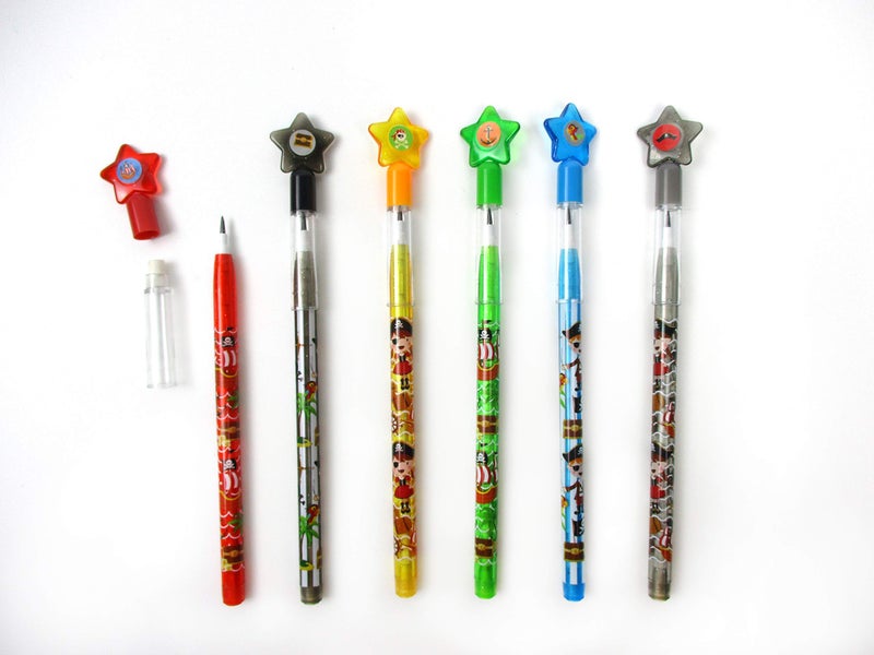 TINYMILLS 24 Pcs Pirate Multi Point Stackable Push Pencil Assortment with Eraser for Pirate Birthday Party Favor Prize Carnival Goodie Bag Stuffers Classroom Rewards Pinata Fillers - Image 4
