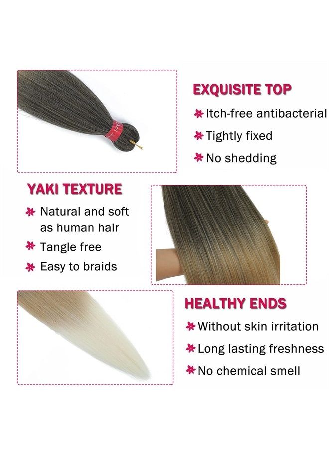 FAYETA Ombre Pre Stretched Braiding Hair, 28''-8 packs Silky Color Blend Braid Hair Extensions, 100% Kanekalon Synthetic Crochet Hair Braids, Yaki Texture Hair Braiding (28''-8packs, 1b/27/613) - Image 2