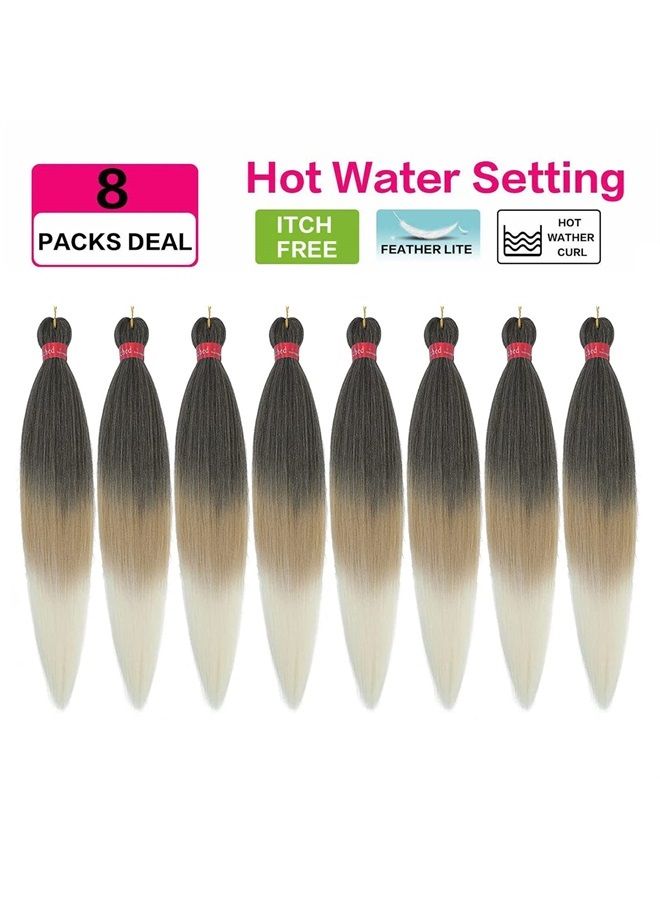 FAYETA Ombre Pre Stretched Braiding Hair, 28''-8 packs Silky Color Blend Braid Hair Extensions, 100% Kanekalon Synthetic Crochet Hair Braids, Yaki Texture Hair Braiding (28''-8packs, 1b/27/613) - Image 4