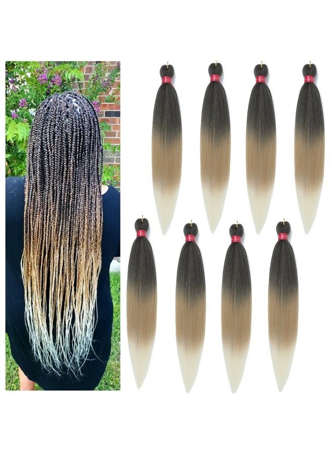 FAYETA Ombre Pre Stretched Braiding Hair, 28''-8 packs Silky Color Blend Braid Hair Extensions, 100% Kanekalon Synthetic Crochet Hair Braids, Yaki Texture Hair Braiding (28''-8packs, 1b/27/613) - Image 1