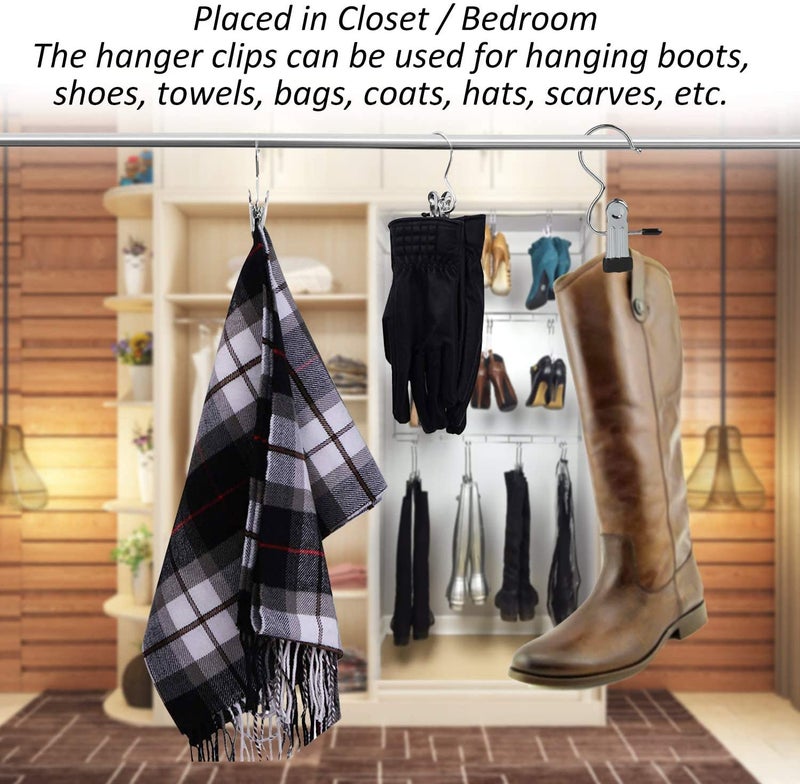 Koyet Laundry Hanging Hooks with Clips Boot Hanger Heavy Duty Clothes Pins, Portable Metal Drying Clip for Bras, Socks, Towels, Underwear (10pcs) - Image 5