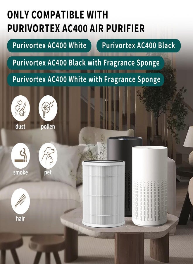 FCFMY 2 Pack AC400 Replacement Filter Compatible with Purivortex AC400 Air Cleaner Purifier, 3-in-1 AC400 Filter, White - Image 2