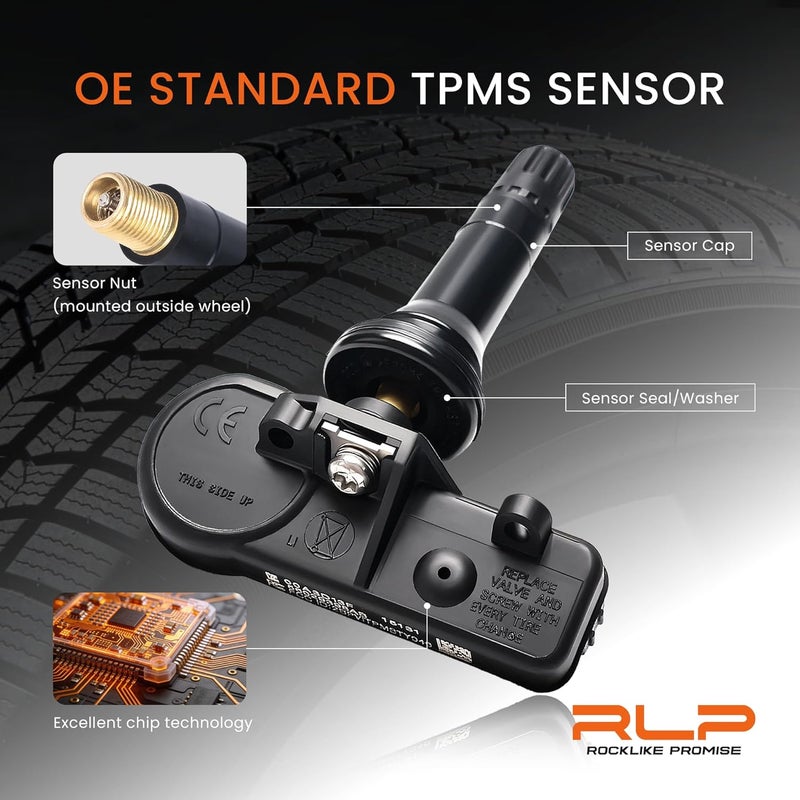 RLP Set of 4 TPMS Tire Pressure Monitoring System Sensor 433MHz Compatible with Jeep Wrangler JK Dodge Ram Charger Replacement for 56029398AB 68142397AA 68241067AA 68241067AB - Image 3