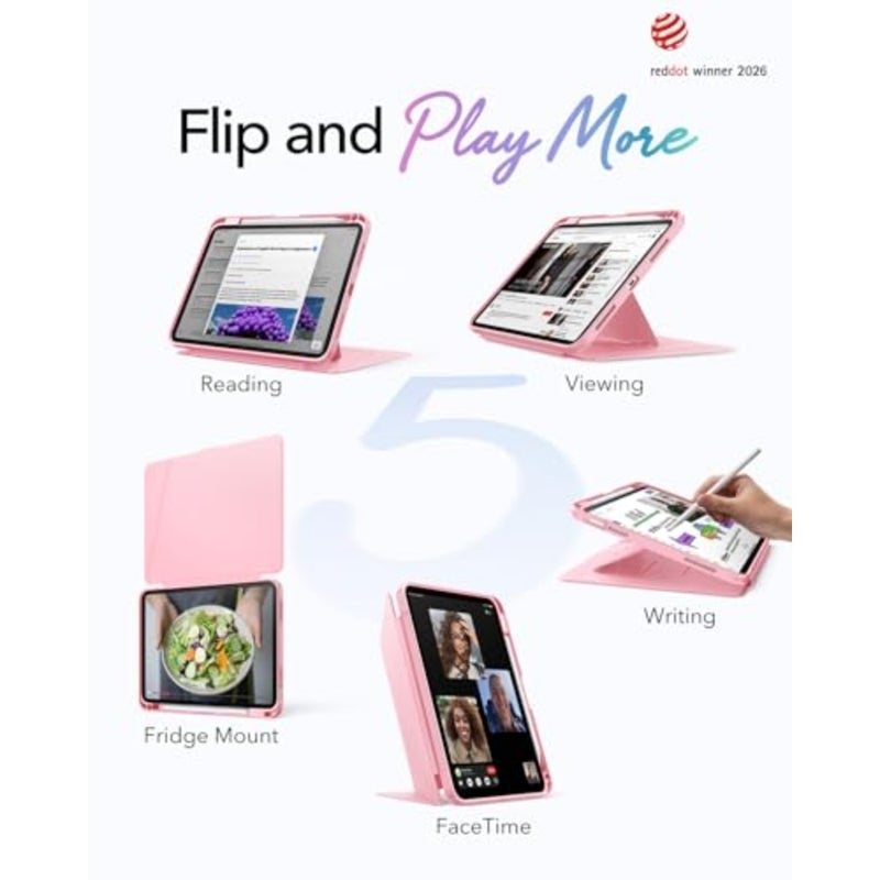 حافظة لجهاز iPad A16 الجيل الحادي عشر، حافظة iPad (A16) الجيل الحادي عشر/العاشر (2025/2022)، غطاء حامل رأسي، زوايا حامل متعددة، غطاء فائق الثبات مع حامل أقلام، سلسلة قابلة للطي - Image 3