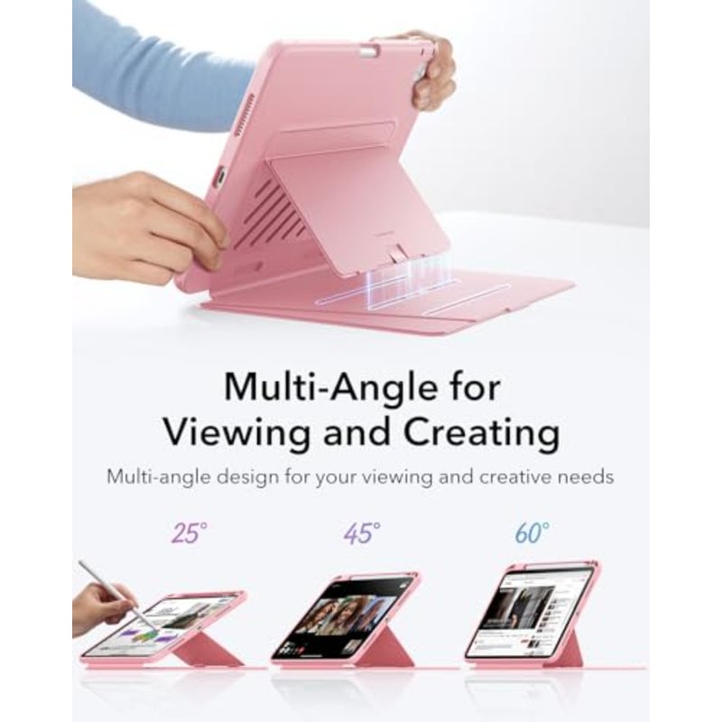 حافظة لجهاز iPad A16 الجيل الحادي عشر، حافظة iPad (A16) الجيل الحادي عشر/العاشر (2025/2022)، غطاء حامل رأسي، زوايا حامل متعددة، غطاء فائق الثبات مع حامل أقلام، سلسلة قابلة للطي - Image 4