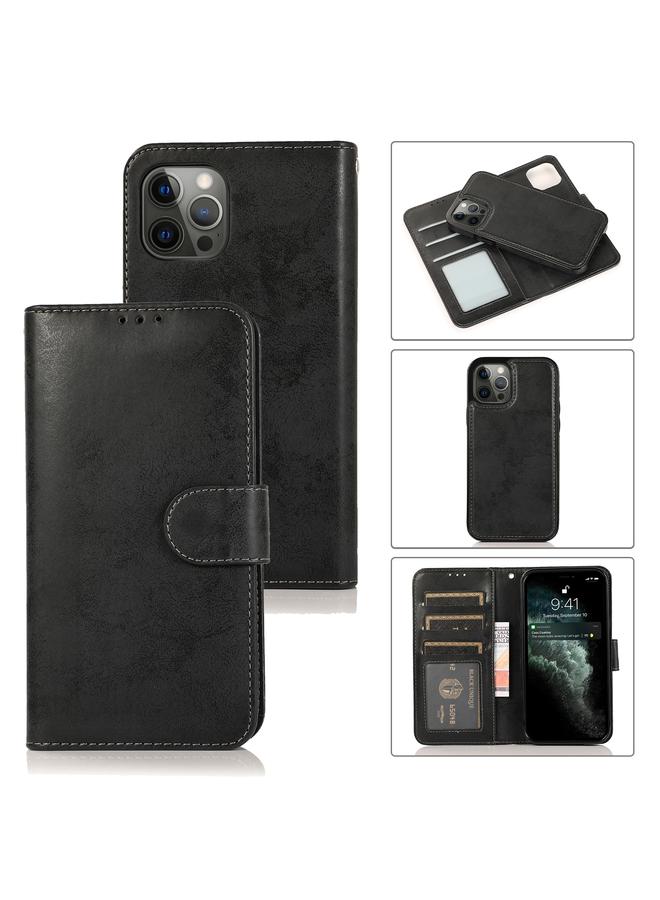 The Bros Case For iPhone 13 Pro Retro 2 in 1 Detachable Magnetic Horizontal Flip TPU + PU Leather Case with Holder & Card Slots & Photo Frame & Wallet 