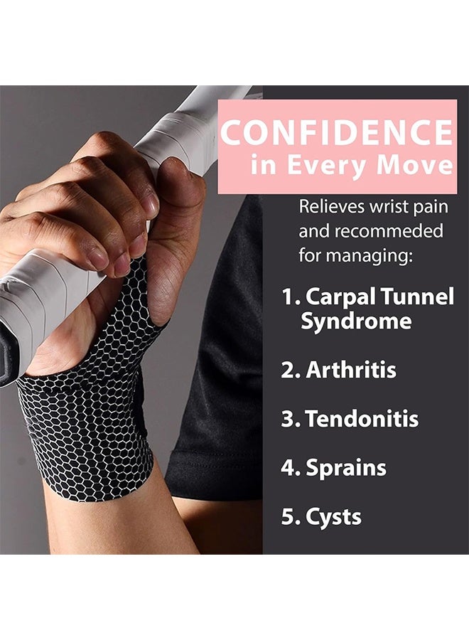 Polish'D Ultra-Thin Wrist Brace, Lightweight Compression Wrist Wrap Strap for Carpal Tunnel, Arthritis, Tendonitis, Sprains, Pain Relief, Adjustable Elastic Wrist Support for Workout, Sports, Tennis (Black) - Image 4