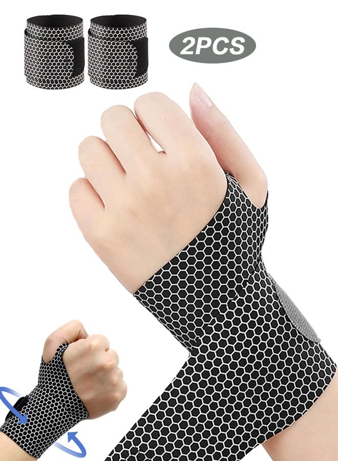 Polish'D Ultra-Thin Wrist Brace, Lightweight Compression Wrist Wrap Strap for Carpal Tunnel, Arthritis, Tendonitis, Sprains, Pain Relief, Adjustable Elastic Wrist Support for Workout, Sports, Tennis (Black) - Image 1