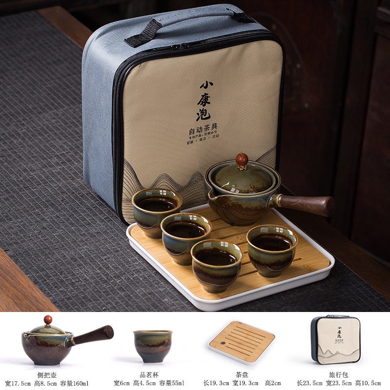 Household Kung Fu Tea Set Side Handle Anti-Scalding Outdoor Car Portable Travel Portable One Pot Four Cups Tea Maker Gift Box - Image 1