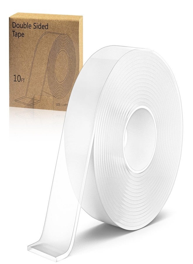 Quellance Double Sided Tape Heavy Duty - Nano Removable Adhesive Mounting Tape Wall Decor, Clear Sticky Picture Hanging Transparent Strips Command Tapes for Poster Carpet Art Craft Home Office School (10FT) - Image 1