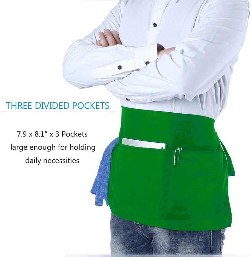 BOHARERS Waist Apron with 3 Pockets - Black Waitress Waiter Server Short Aprons - Image 4