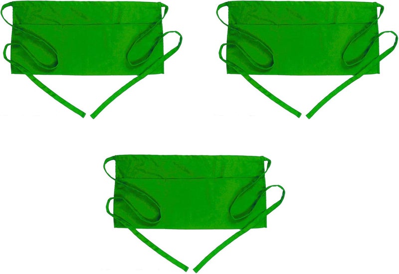 BOHARERS Waist Apron with 3 Pockets - Black Waitress Waiter Server Short Aprons - Image 1