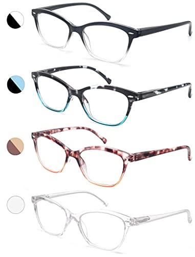 MODFANS Women Reading Glasses 2.0 4 Pair Stylish Ladies Readers with Comfort Spring Hinge Pattern Design Pouch Included - Image 1