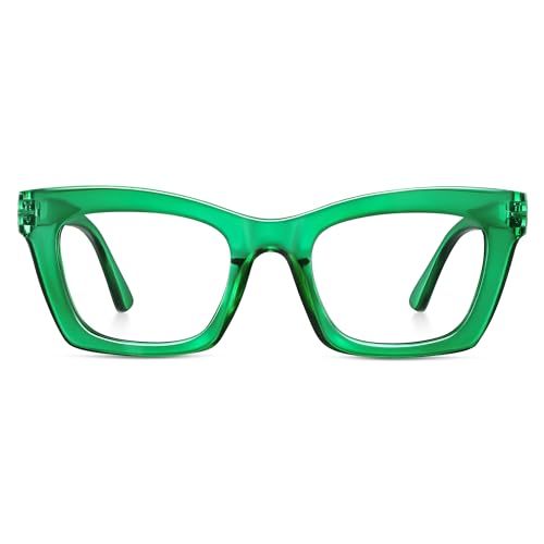 resjok Oprah Reading Glasses for Women - Blue Light Blocking Glasses Stylish Square Readers with Spring Hinge Eyeglasses (Green, 1.5x) - Image 1