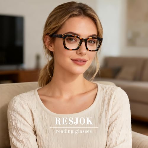 resjok Oprah Reading Glasses for Women - Blue Light Blocking Glasses Stylish Square Readers with Spring Hinge Eyeglasses (Green, 1.5x) - Image 4