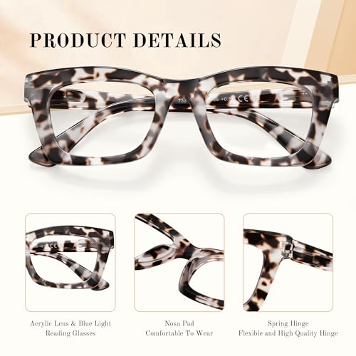 resjok Oprah Reading Glasses for Women - Blue Light Blocking Glasses Stylish Square Readers with Spring Hinge Eyeglasses (Green, 1.5x) - Image 3